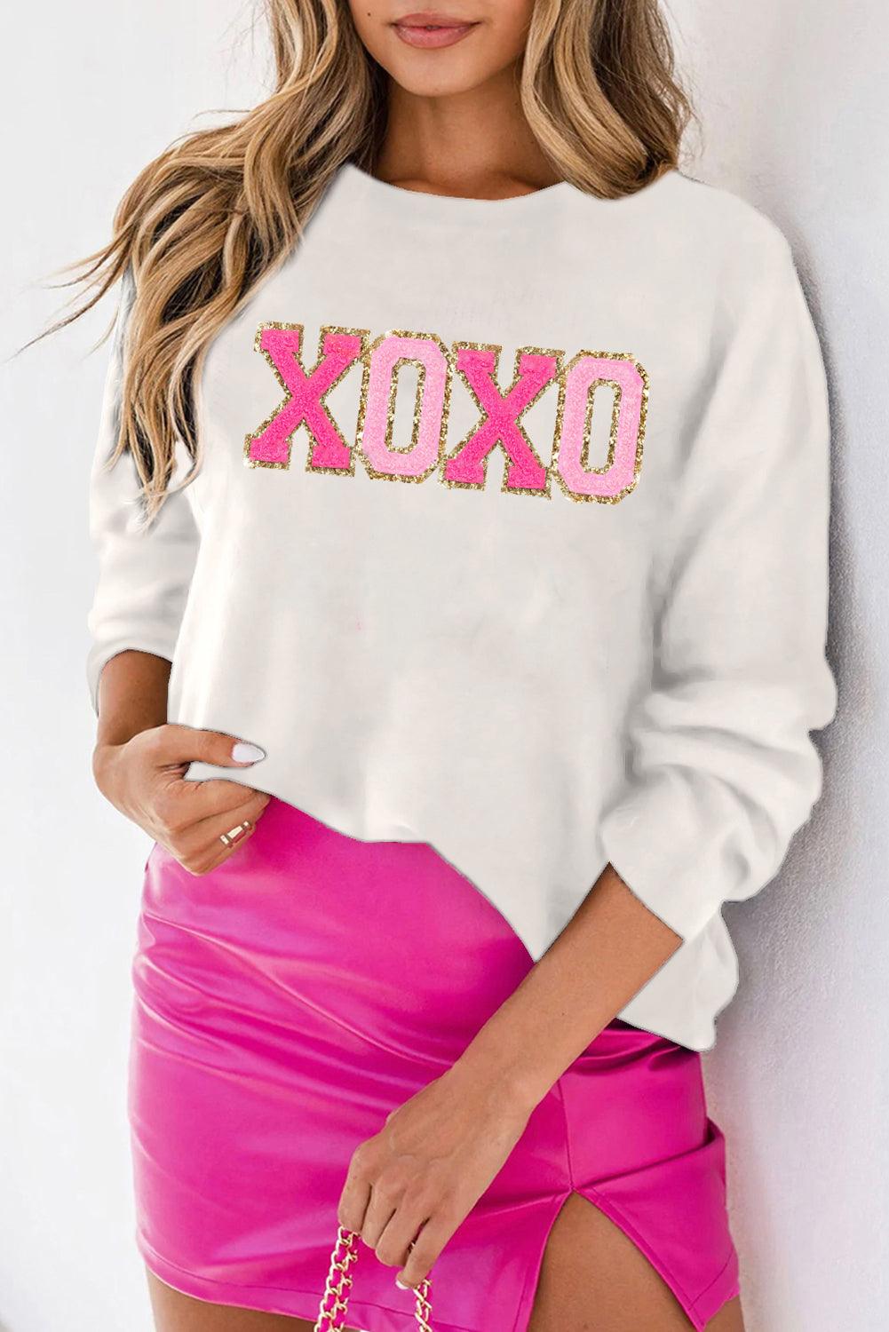 Pink Howdy Heart Graphic Round Neck Casual Sweater - L & M Kee, LLC