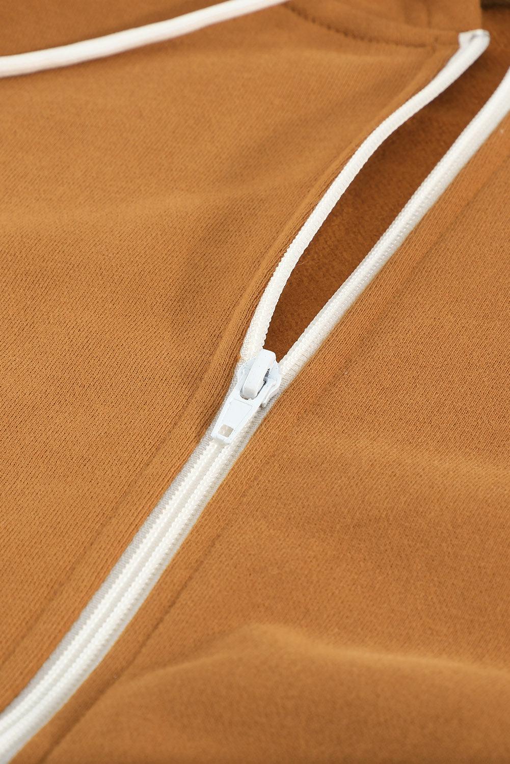 Yellow Zip-Up Pocket Drawstring Hoodie Jacket - L & M Kee, LLC