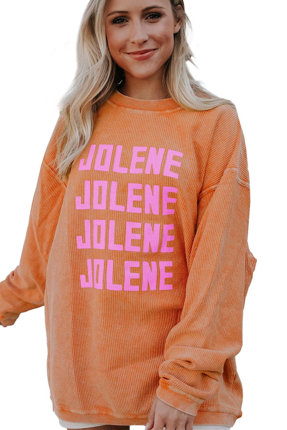 Orange JOLENE Ribbed Corded Oversized Sweatshirt - L & M Kee, LLC