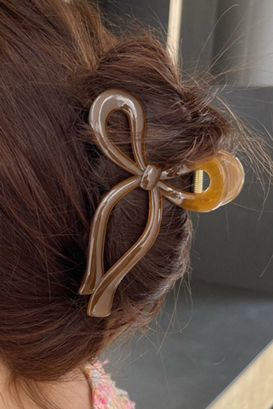 Coffee Long Tail Bow Knot Shape Claw Clip