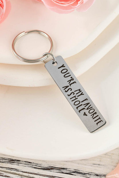 Silvery Slogan Lettering Titanium Steel Keychain - L & M Kee, LLC