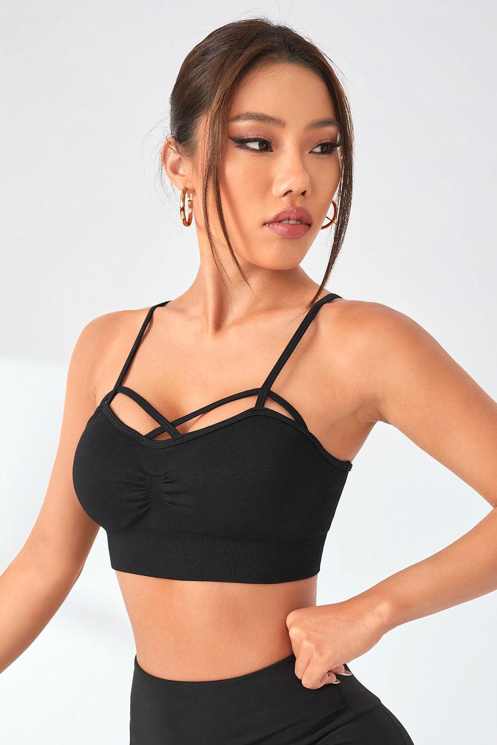 Black Caged Cami Active Crop Top - L & M Kee, LLC