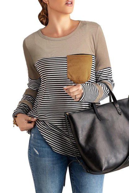 Black Pinstripe Patch Pocket Top - L & M Kee, LLC