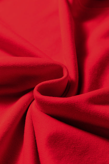 Fiery Red Varsity Contrast Banded Sleeve Shift Sweatshirt Dress