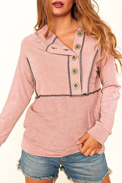 Pink Buttons Front Princess Line Out Seam Hoodie - L & M Kee, LLC