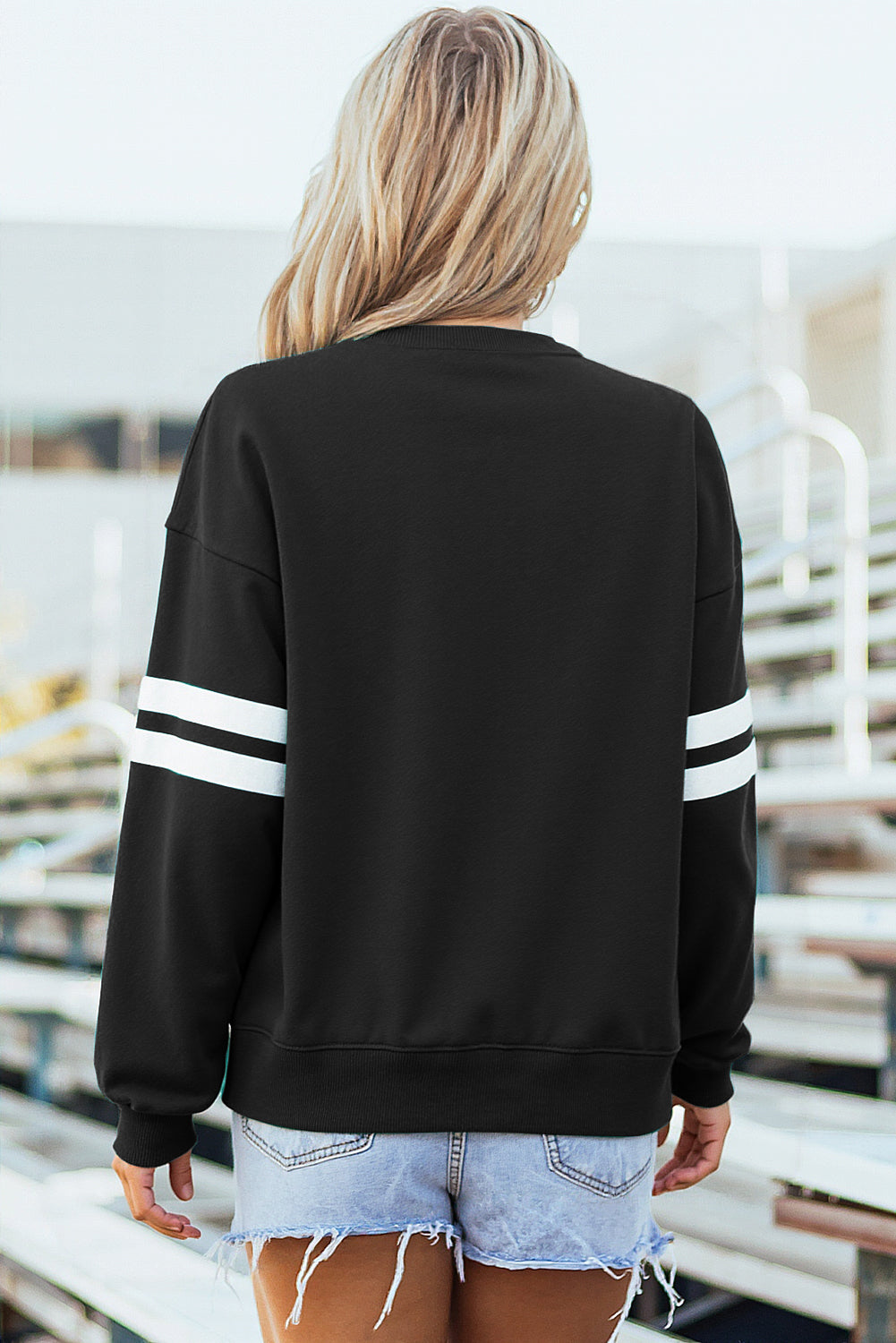 Evergreen Varsity Striped Detail Drop Shoulder Oversized Sweatshirt