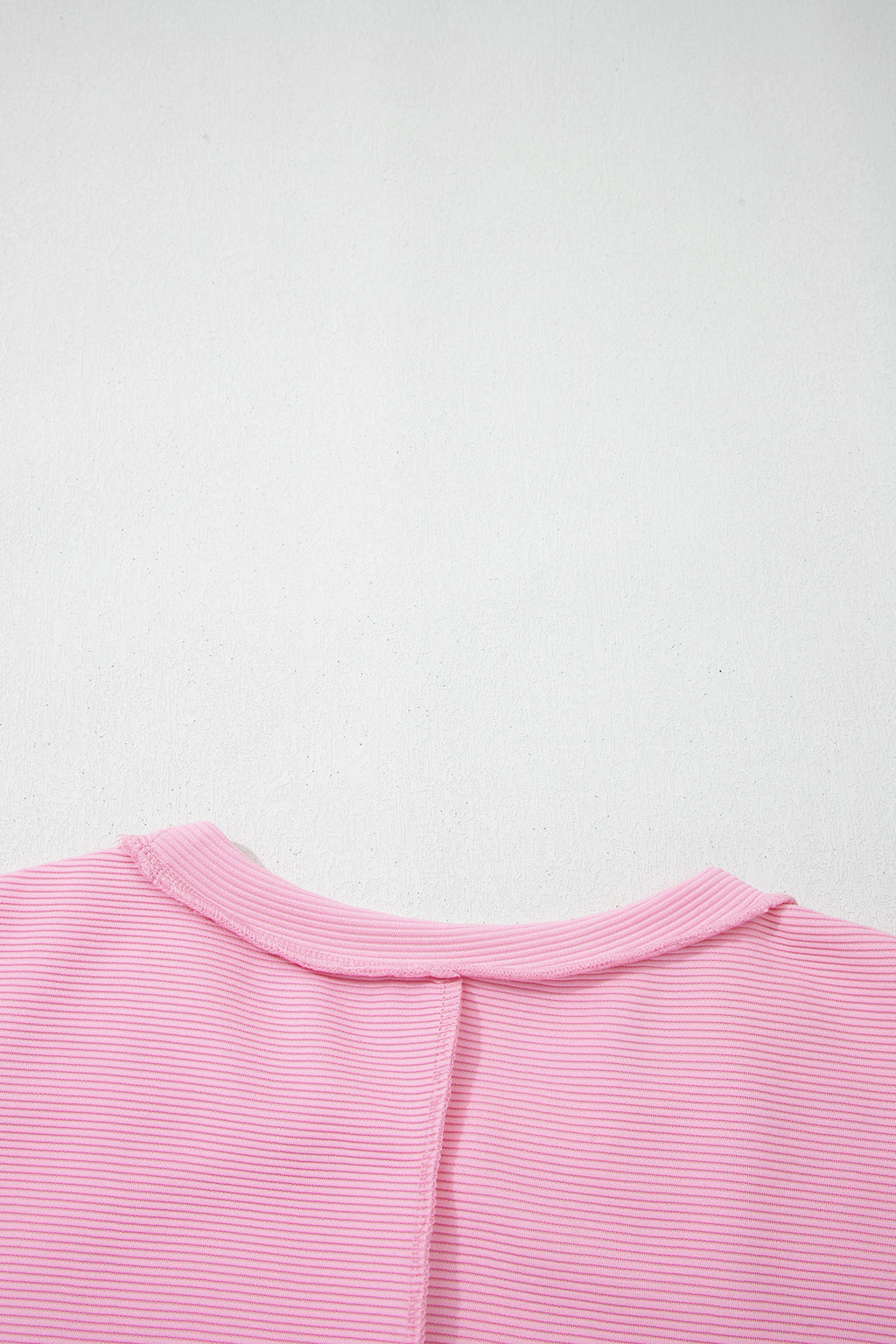Pink Horizontal Ribbed Exposed Seam Detail Drop Shoulder Baggy Pullover