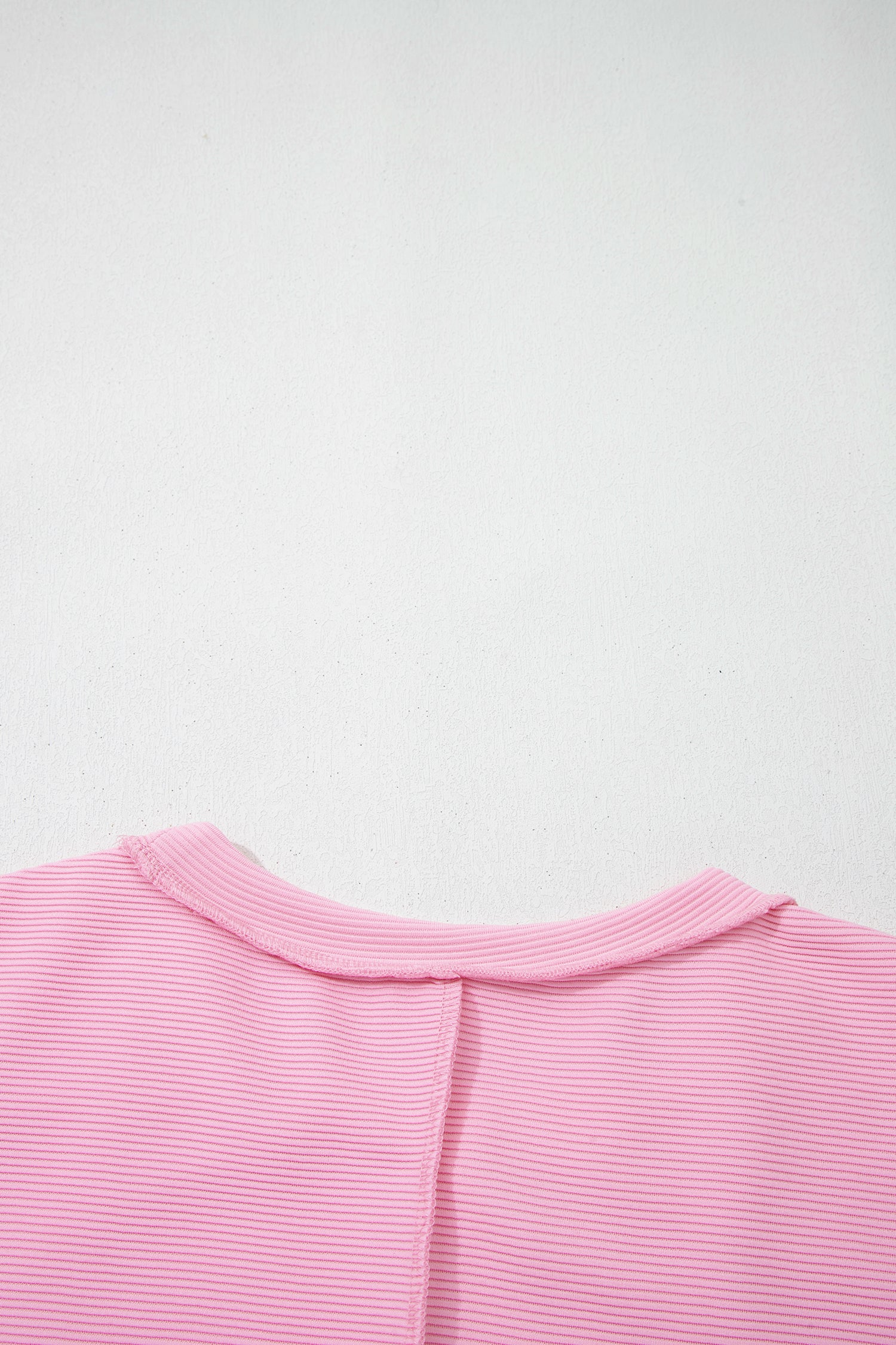 Pink Horizontal Ribbed Exposed Seam Detail Drop Shoulder Baggy Pullover