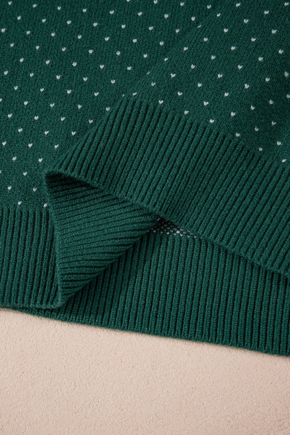 Green Christmas Snowflake Pattern Drop Shoulder Plus Size Sweater