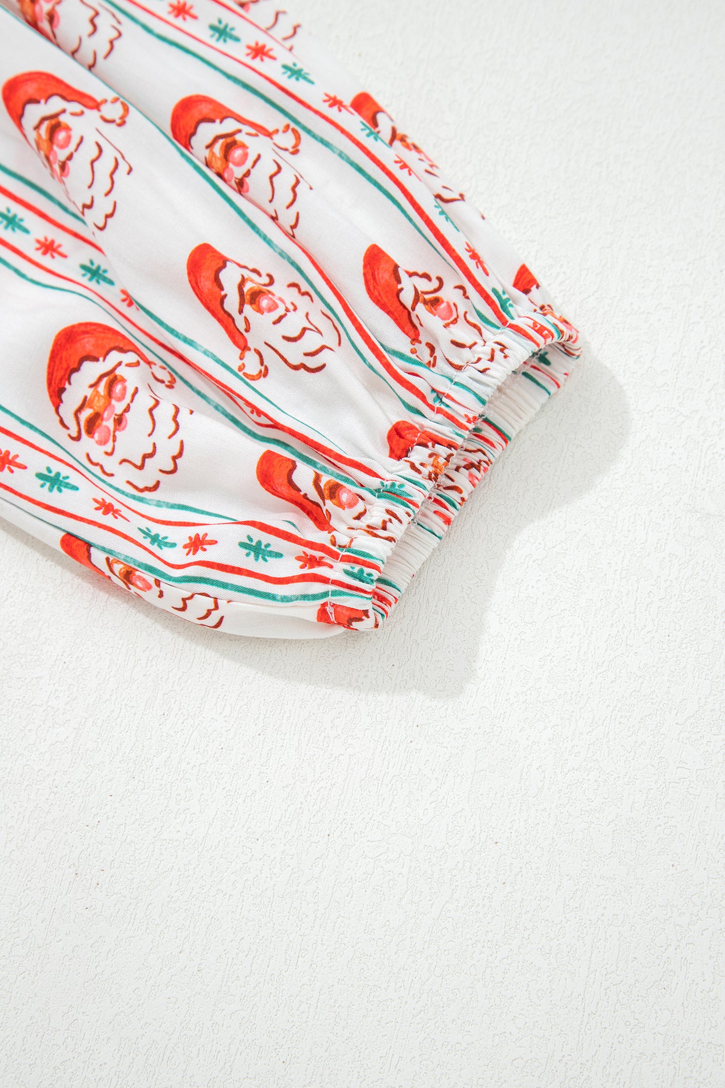 White Father Christmas Contrast Collar Button Front Long Sleeve A-line Mini Dress