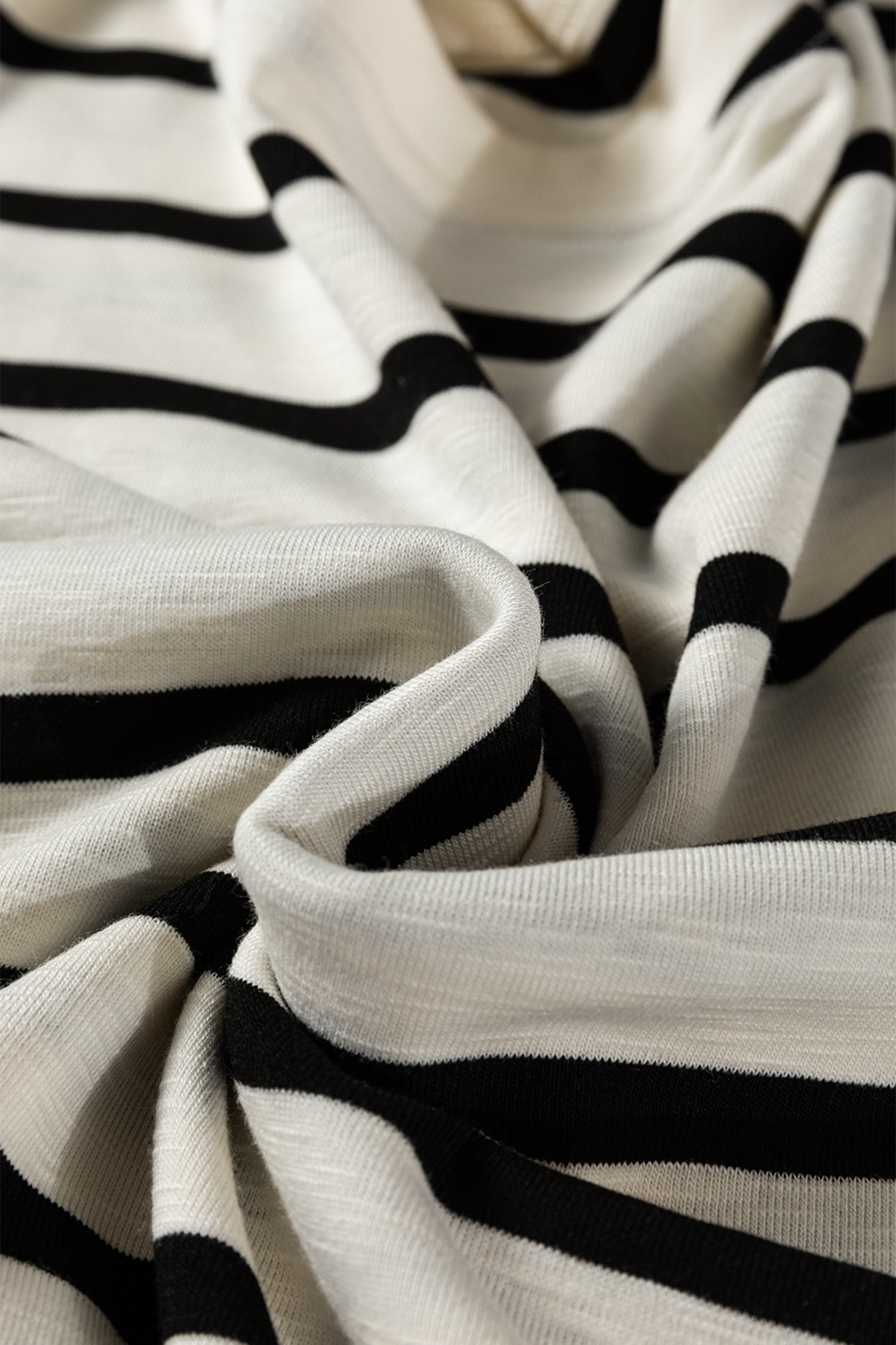 Black Stripe Ribbed Trim Button Cuff Long Sleeve Top Midi Skirt 2pcs Outfit