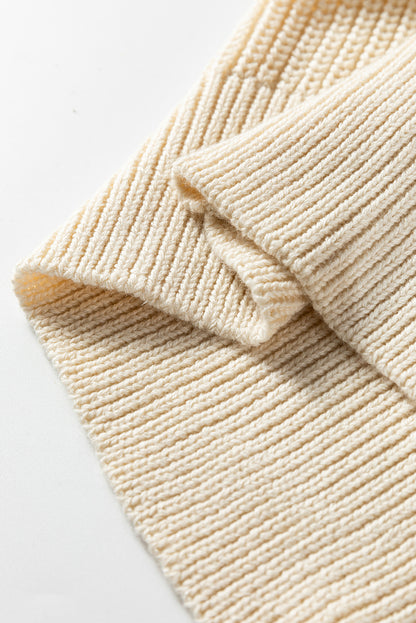 Jet Stream Mixed Texture Knit Flower Embroidered Detail Casual Sweater