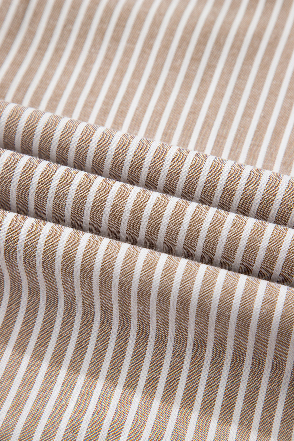 Khaki Stripe Flutter Sleeve Buttoned Front Slit Maxi Dress