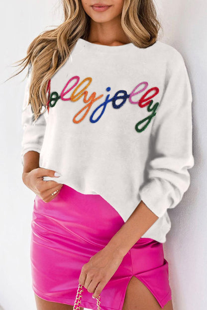 Pink Howdy Heart Graphic Round Neck Casual Sweater - L & M Kee, LLC