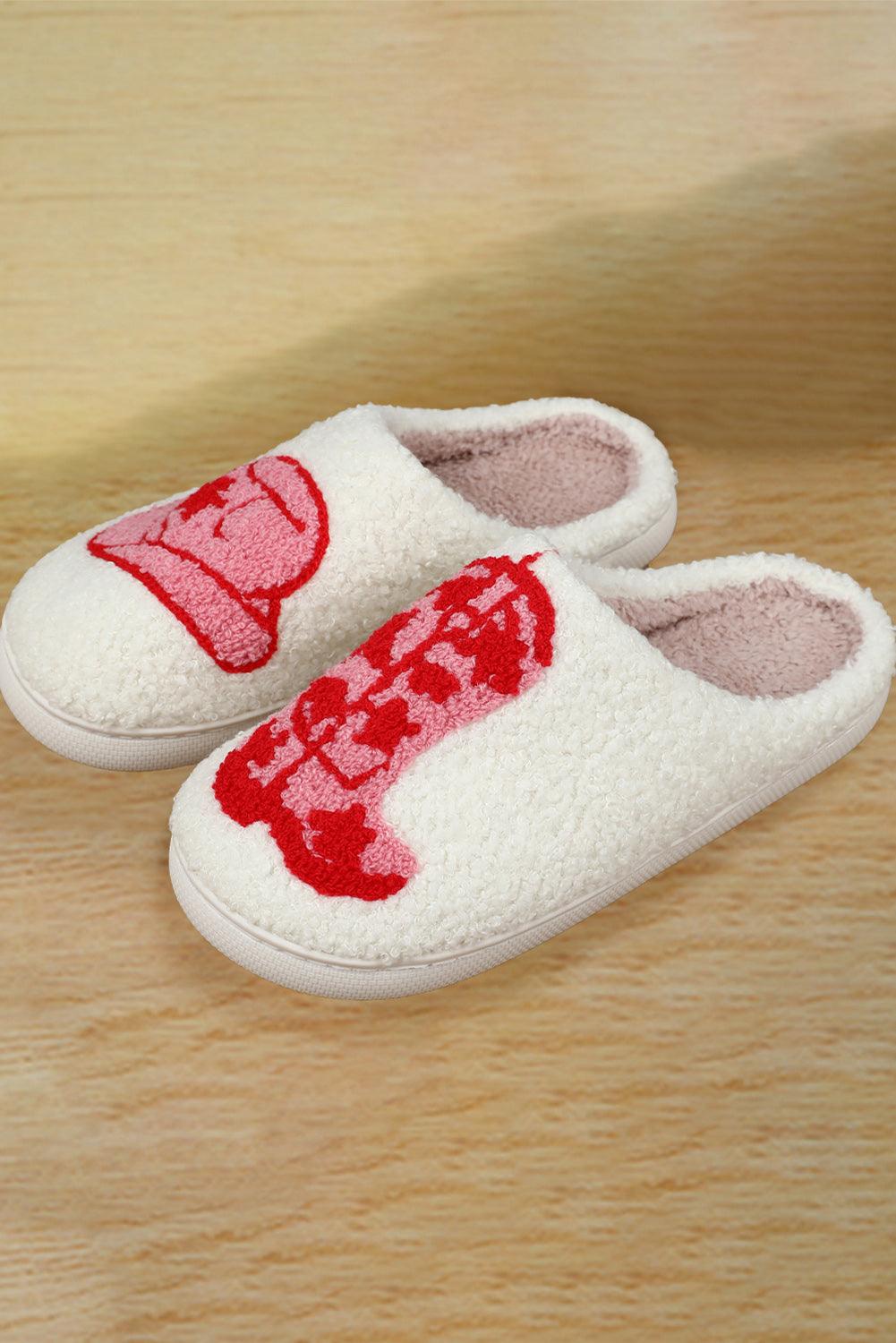 Rush Western Graphic Embroidered Sherpa Home Slippers - L & M Kee, LLC