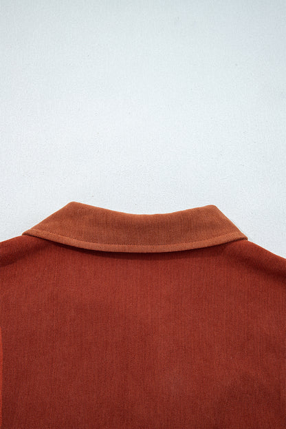 Gold Flame Velvet Flap Pockets Drop Shoulder Casual Shacket