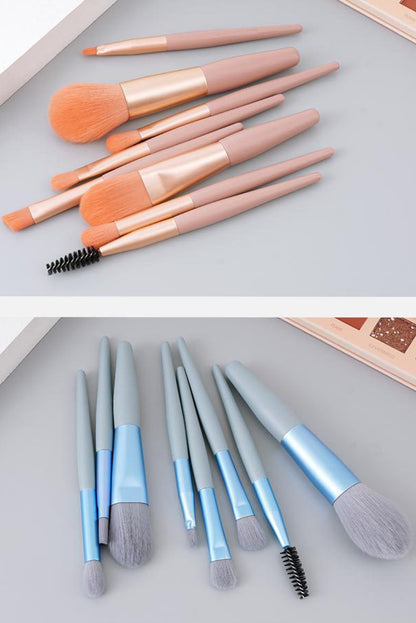 Apricot Pink 8pcs Soft Fluffy Mini Makeup Brush Set with Bag