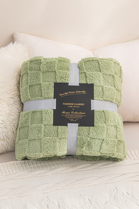 Grass Green Checkered Texture Large Plush Blanket