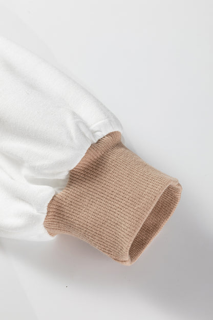 Brown Stripe Colorblock Patchwork Contrast Stitching Oversize Sweatshirt