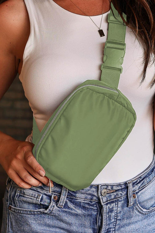 Green Waterproof Zipped Crossbody Chest Bag 20*5*14cm - L & M Kee, LLC