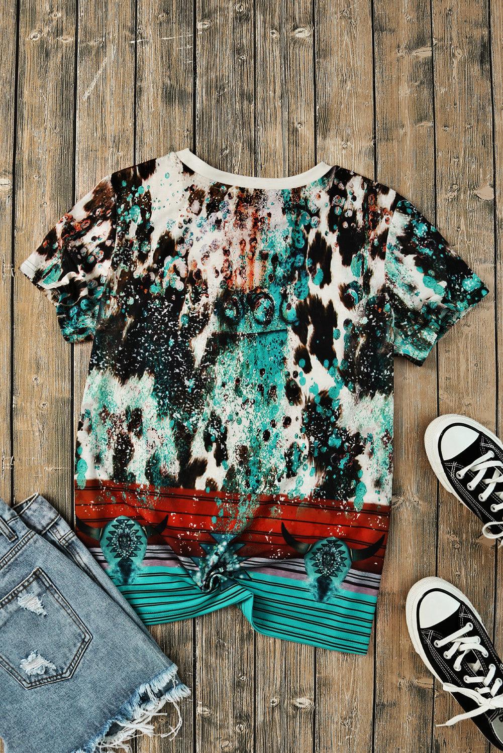 Tie-Dye Pumpkin Graphic Crew Neck T-shirt - L & M Kee, LLC