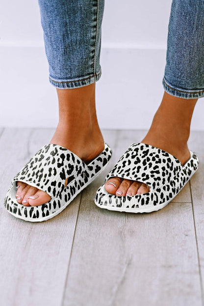 Black Print Thick Sole Slip On Slippers - L & M Kee, LLC