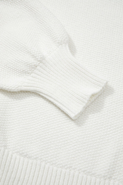 White HOHOHO MERRY CHRISTMAS Chenille Graphic Drop Shoulder Holiday Sweater