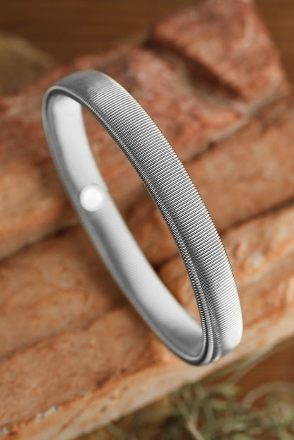 White Stretchy Metal Wide Bangle