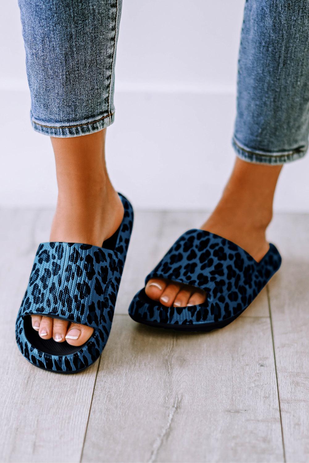 Black Print Thick Sole Slip On Slippers - L & M Kee, LLC