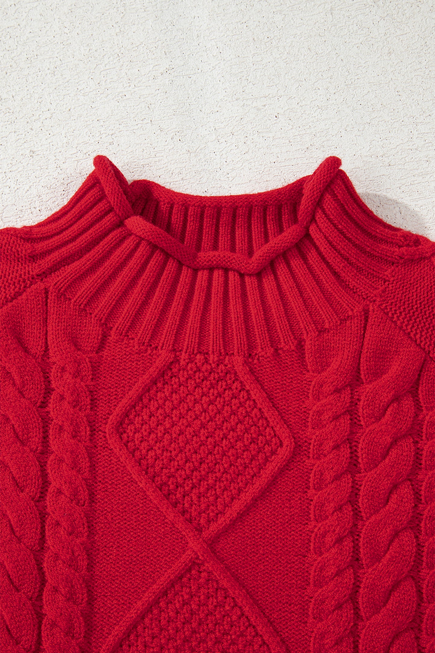 Fiery Red Cable Knit Baggy Sweater
