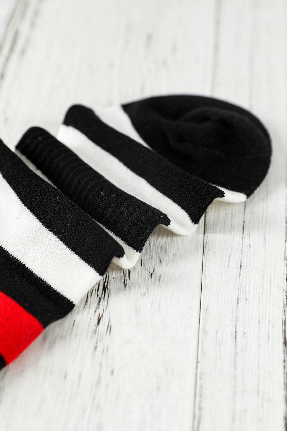 Black Striped and Star Pattern Soft Tube Socks
