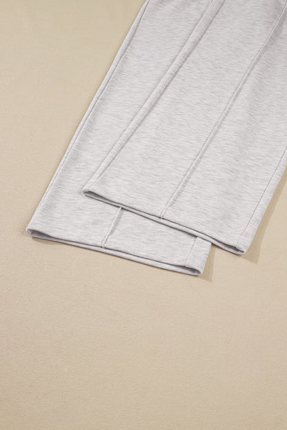 Dark Khaki Polo Collar V Neck Pullover and Drawstring Sweatpants Set