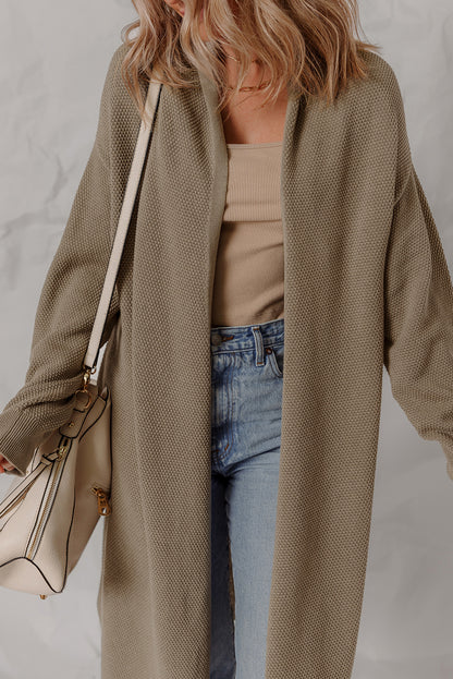 DUNE Solid Color Textured Knit Open Front Oversize Midi Sweater Cardigan