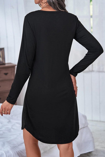 Black Leopard Striped Patchwork Long Sleeve T-Shirt Dress - L & M Kee, LLC