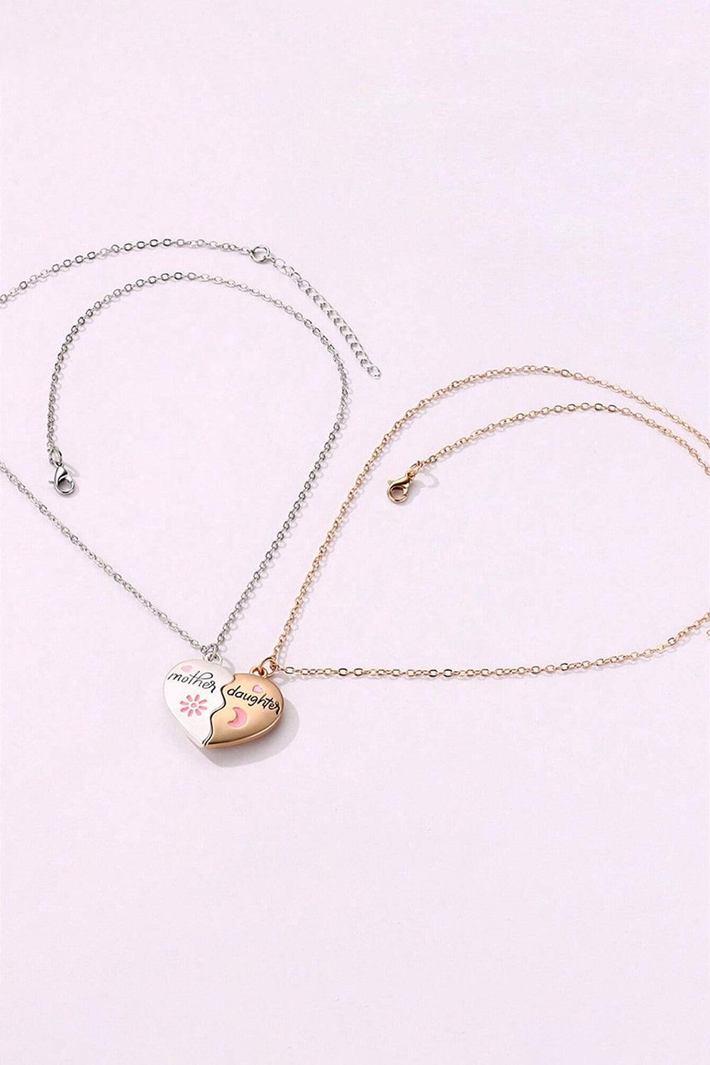 White 2pcs Mother & Daughter Magnetic Heart Necklace - L & M Kee, LLC