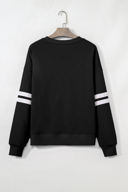 Evergreen Varsity Striped Detail Drop Shoulder Oversized Sweatshirt