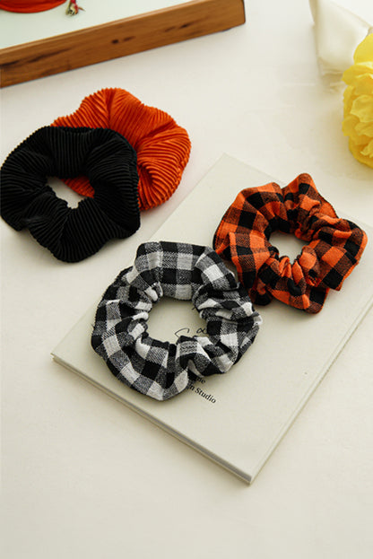 Orange Buffalo Plaid High Elastic Hair Scrunchies