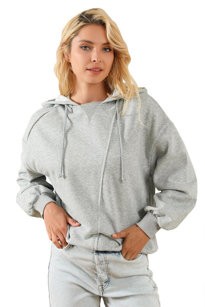 Gray Active Patchwork Detail Warm Winter Hoodie - L & M Kee, LLC