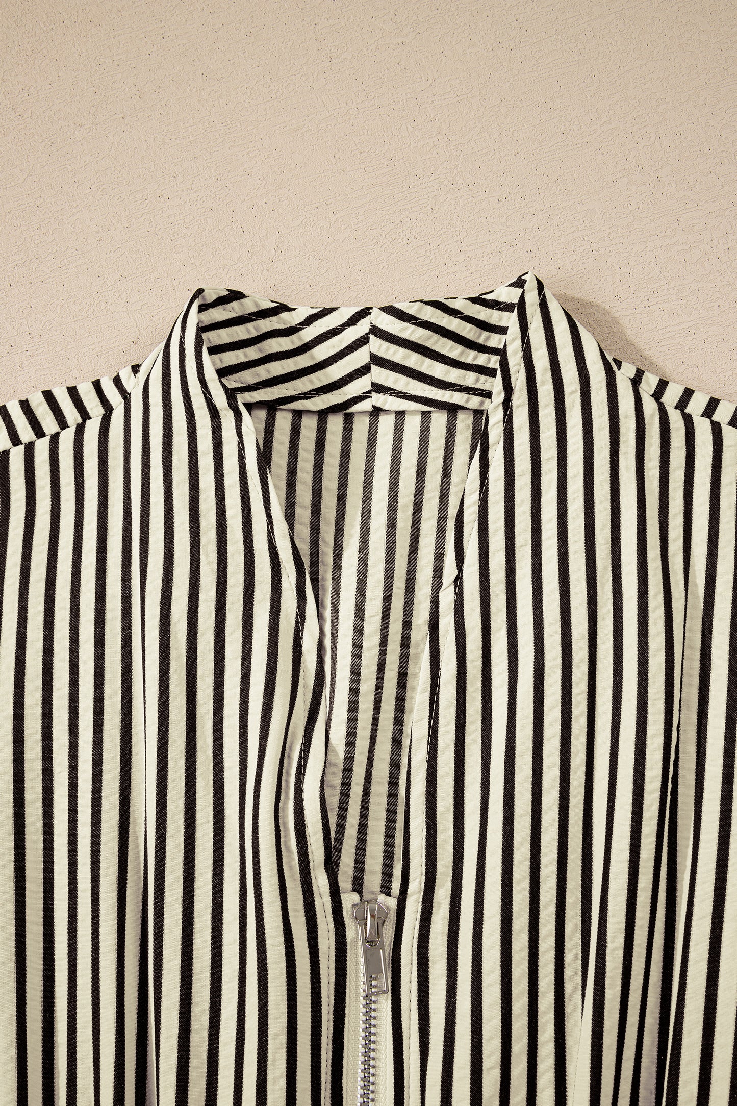 Green Stripe V Neck Zip Front Cinched High Waist Midi Dress