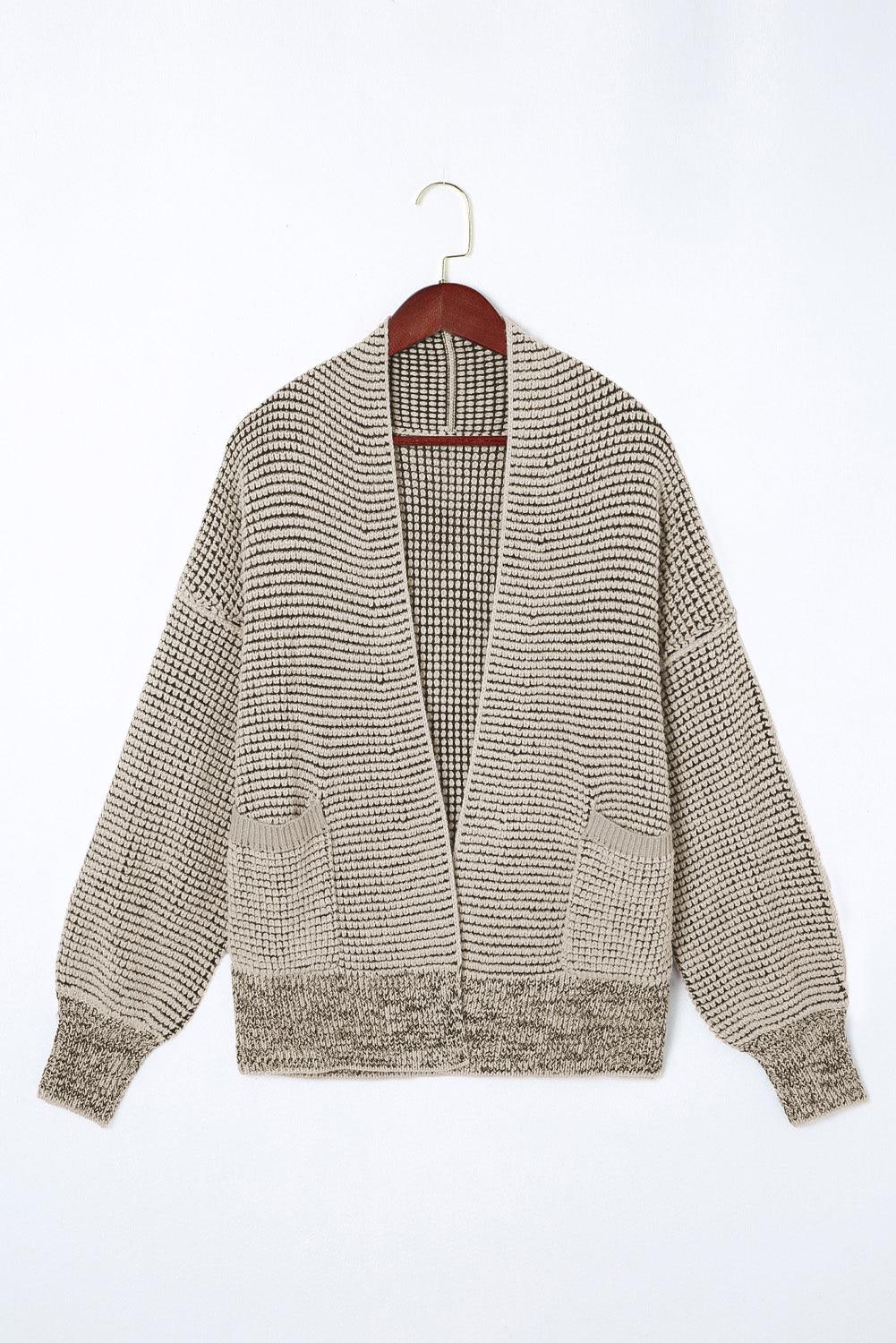 Apricot Chunky Waffle Knit Oversized Collar Cardigan - L & M Kee, LLC