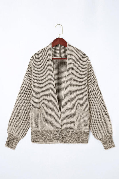 Apricot Chunky Waffle Knit Oversized Collar Cardigan - L & M Kee, LLC