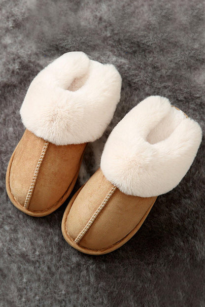 Camel Plush Suede Winter Home Slippers - L & M Kee, LLC