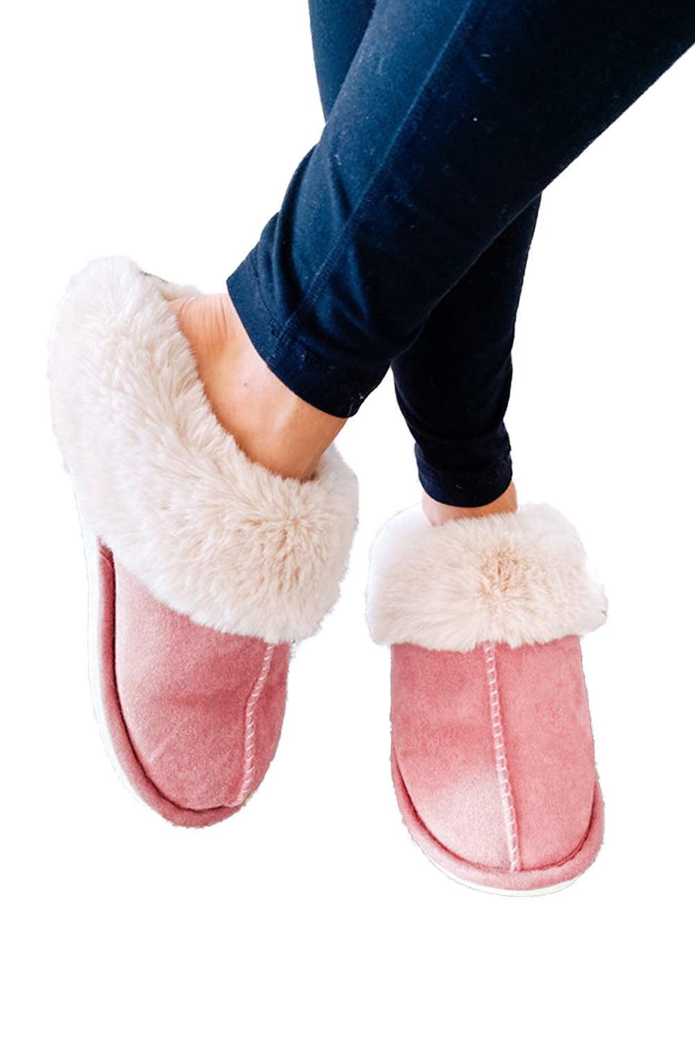 Fiery Red Cut and Sew Faux Suede Plush Lined Slippers - L & M Kee, LLC