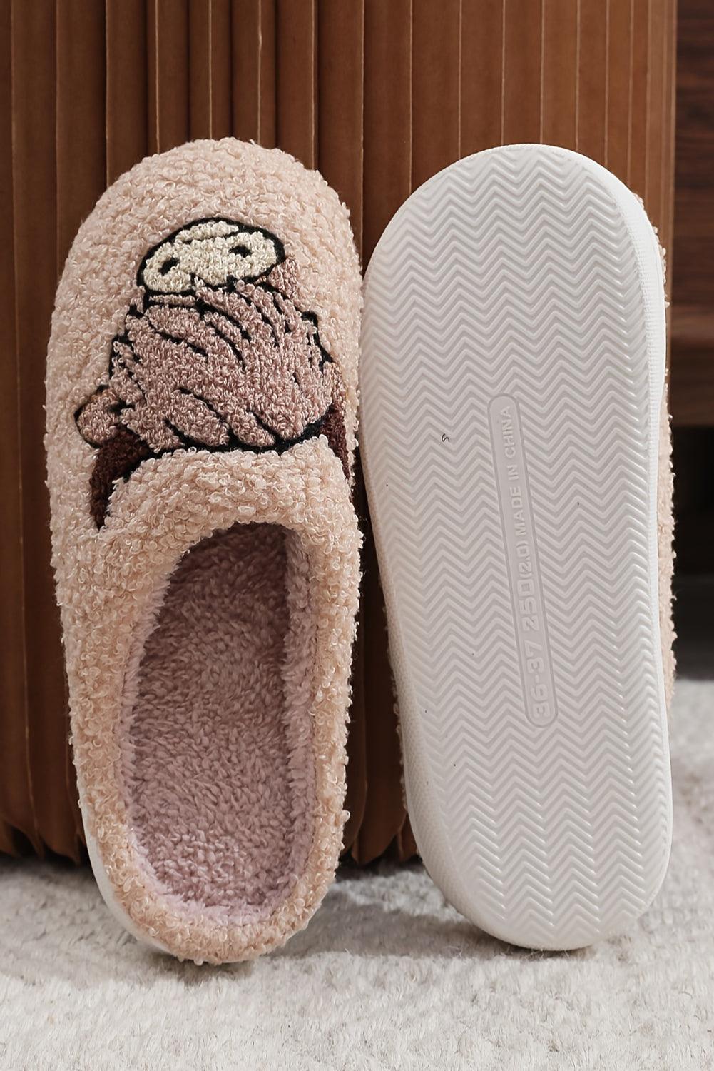 Parchment Cartoon Animal Plush Slippers - L & M Kee, LLC