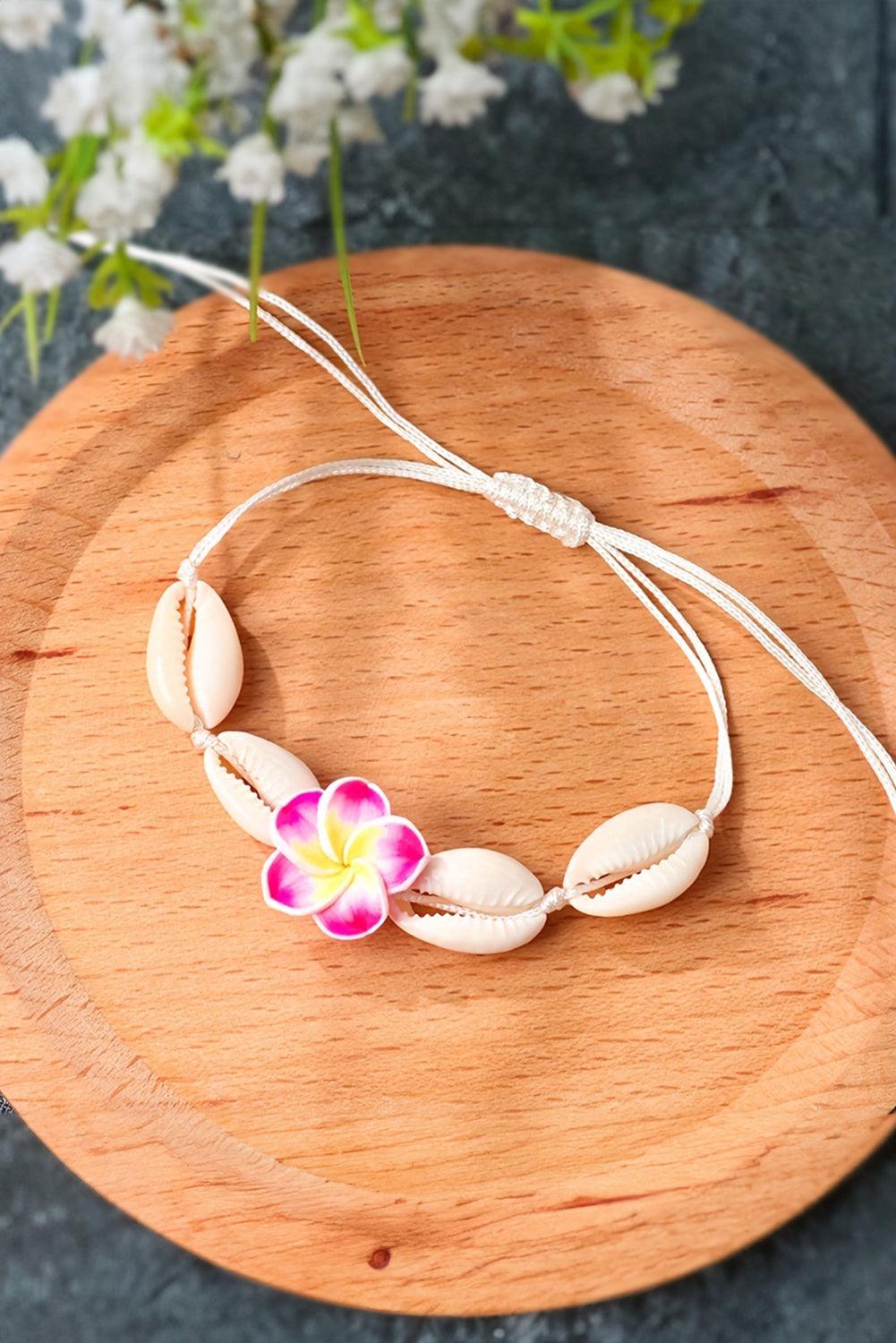 White Flower Seashell Adjustable Bracelet - L & M Kee, LLC