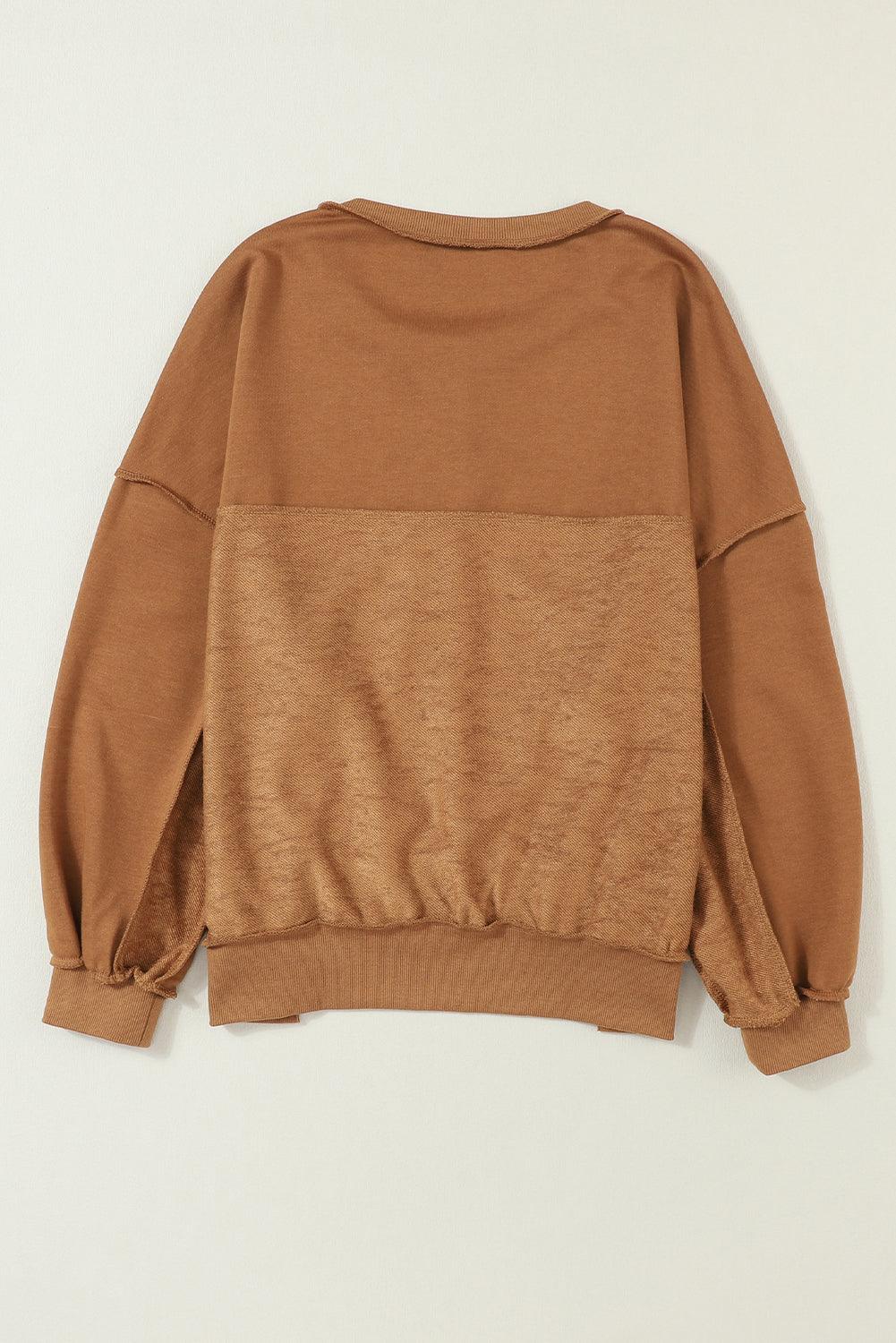 Drop Shoulder Henley Buttons Sweatshirt - L & M Kee, LLC