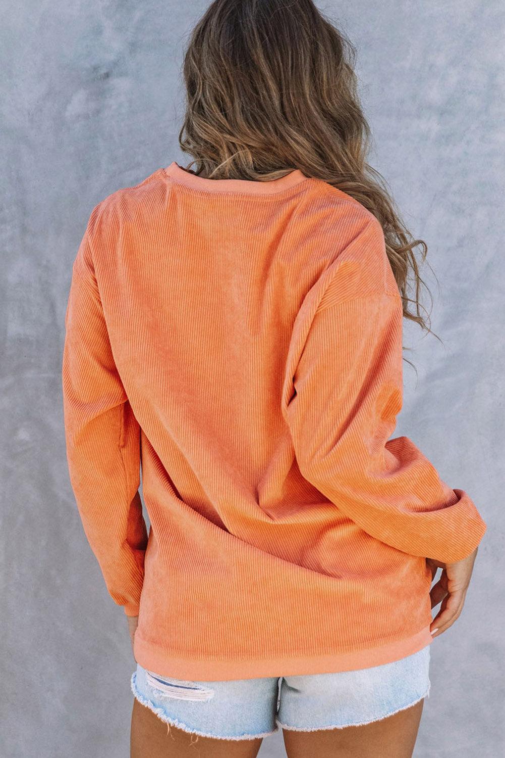 Orange Howdy Pumpkin Halloween Graphic Corded Sweatshirt - L & M Kee, LLC