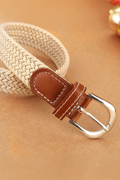 White Boho Style Woven Canvas Waist Belt