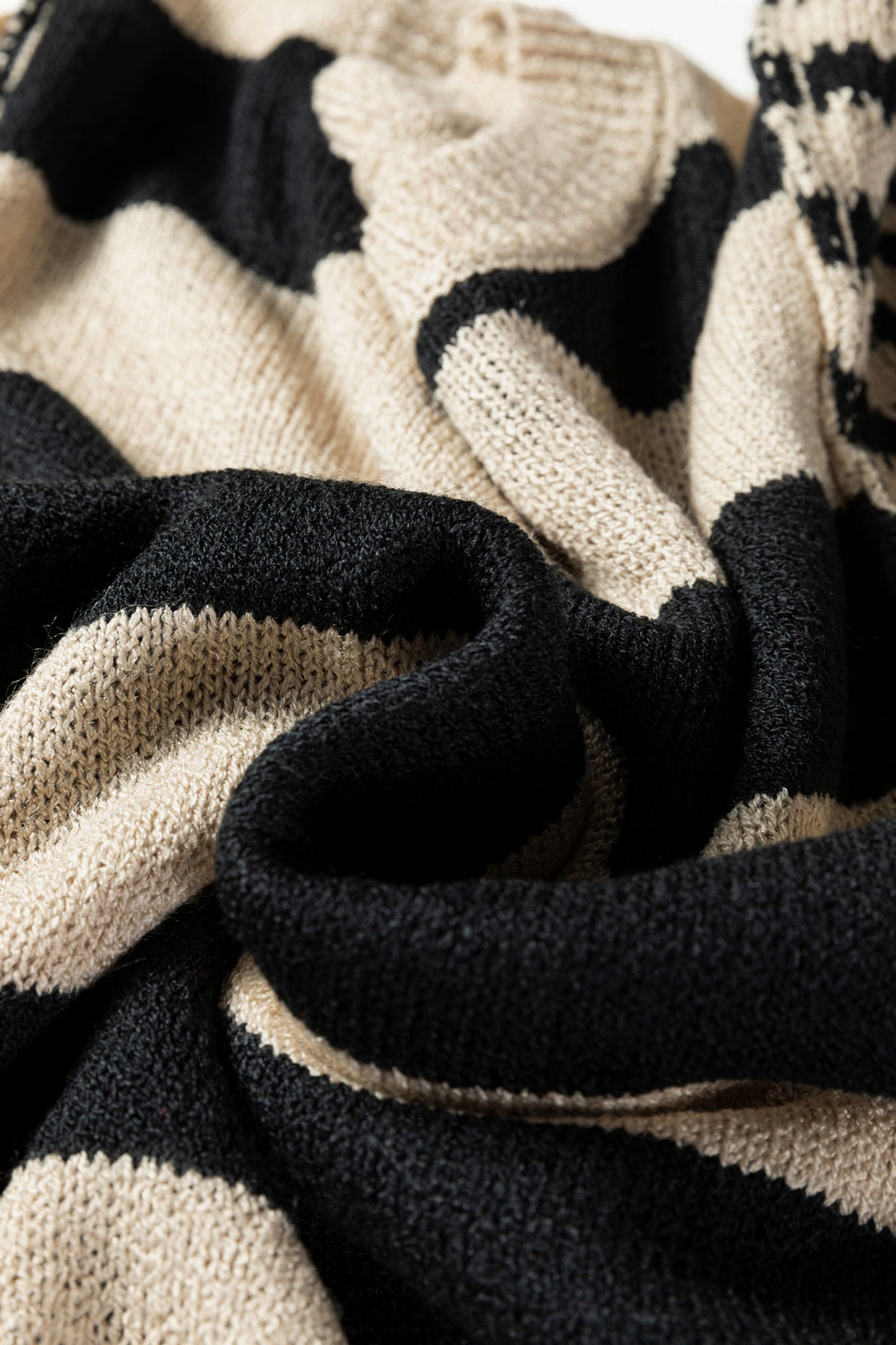 Brown Stripe Drop Shoulder Sleeve Patchwork Baggy Sweater