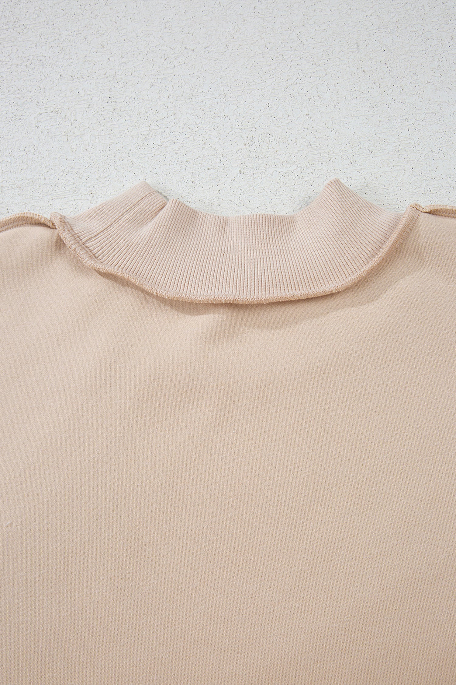 White Oversize Drop Shoulder Reversible Mock Neck Sweatshirt